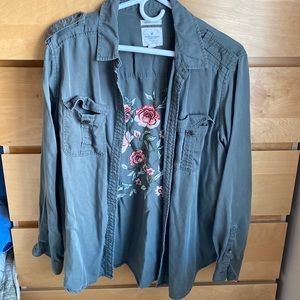 AE embroidered button up shirt